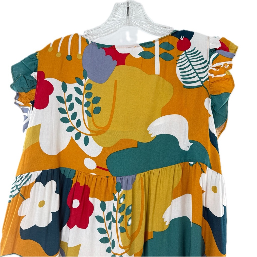 First Love by Lovelyn Colorful Floral Doves Tunic Top Blouse Size Medium - Picture 13 of 16